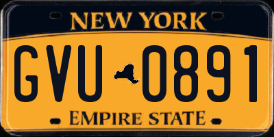 NY license plate GVU0891