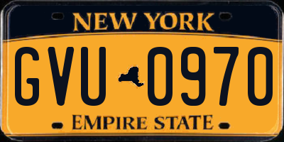 NY license plate GVU0970