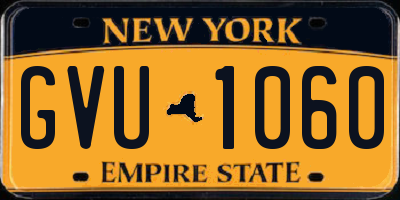 NY license plate GVU1060