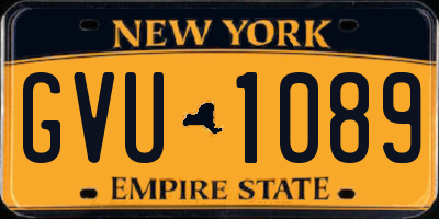 NY license plate GVU1089