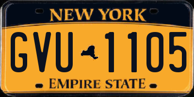 NY license plate GVU1105