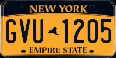 NY license plate GVU1205
