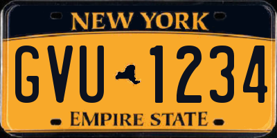 NY license plate GVU1234