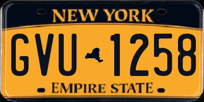 NY license plate GVU1258
