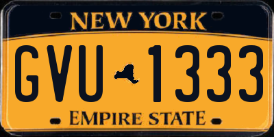 NY license plate GVU1333