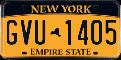 NY license plate GVU1405