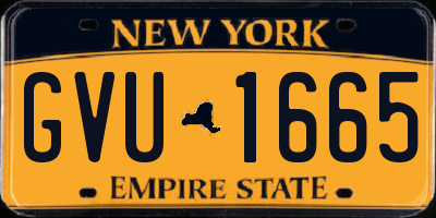 NY license plate GVU1665