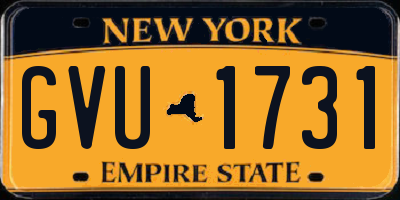 NY license plate GVU1731
