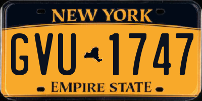 NY license plate GVU1747