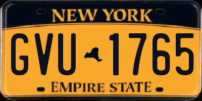NY license plate GVU1765