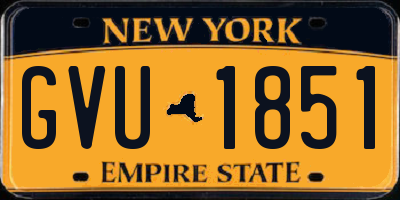 NY license plate GVU1851