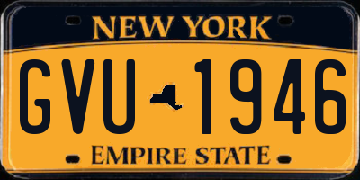 NY license plate GVU1946