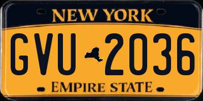 NY license plate GVU2036