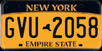 NY license plate GVU2058