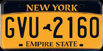 NY license plate GVU2160