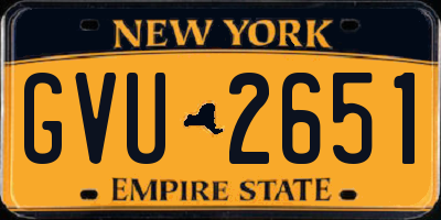 NY license plate GVU2651