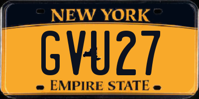 NY license plate GVU27