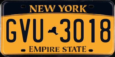 NY license plate GVU3018