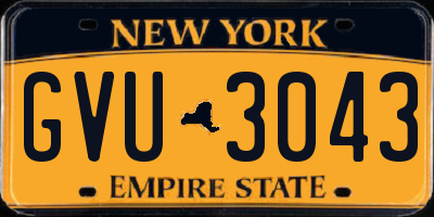 NY license plate GVU3043
