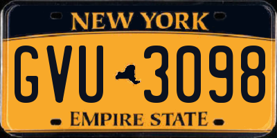 NY license plate GVU3098