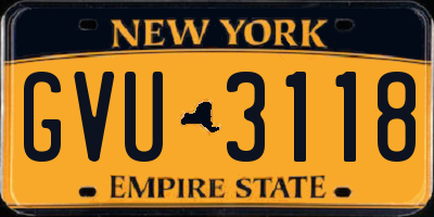 NY license plate GVU3118