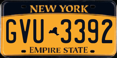 NY license plate GVU3392