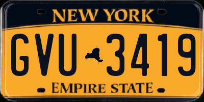 NY license plate GVU3419
