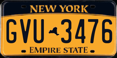 NY license plate GVU3476