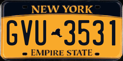 NY license plate GVU3531
