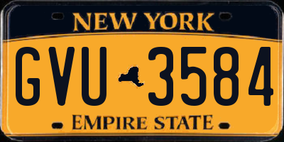 NY license plate GVU3584