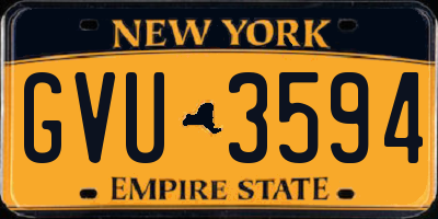 NY license plate GVU3594