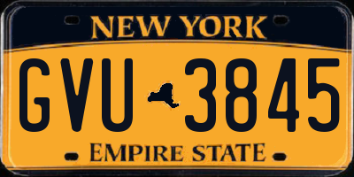 NY license plate GVU3845