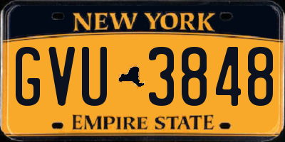 NY license plate GVU3848