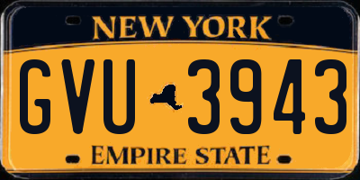 NY license plate GVU3943