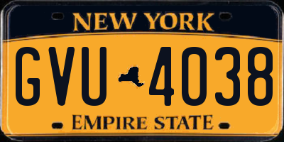 NY license plate GVU4038