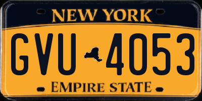 NY license plate GVU4053