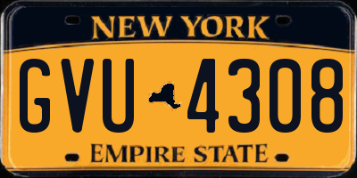 NY license plate GVU4308