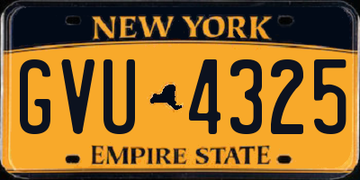 NY license plate GVU4325