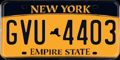 NY license plate GVU4403