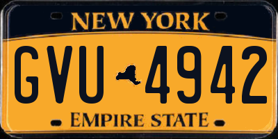 NY license plate GVU4942