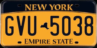 NY license plate GVU5038