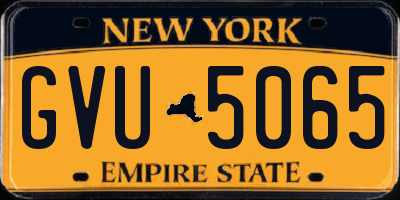 NY license plate GVU5065