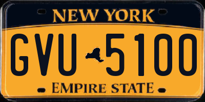NY license plate GVU5100