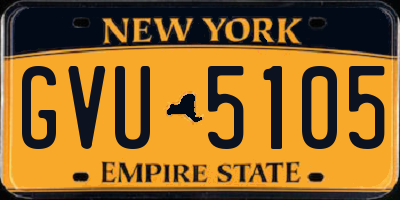 NY license plate GVU5105