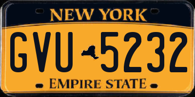 NY license plate GVU5232