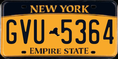 NY license plate GVU5364