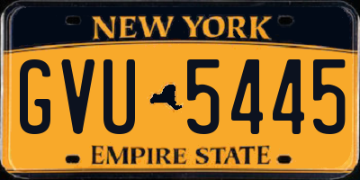 NY license plate GVU5445