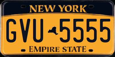 NY license plate GVU5555