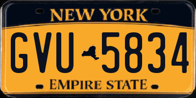 NY license plate GVU5834