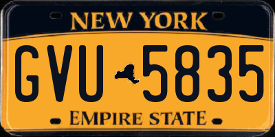 NY license plate GVU5835